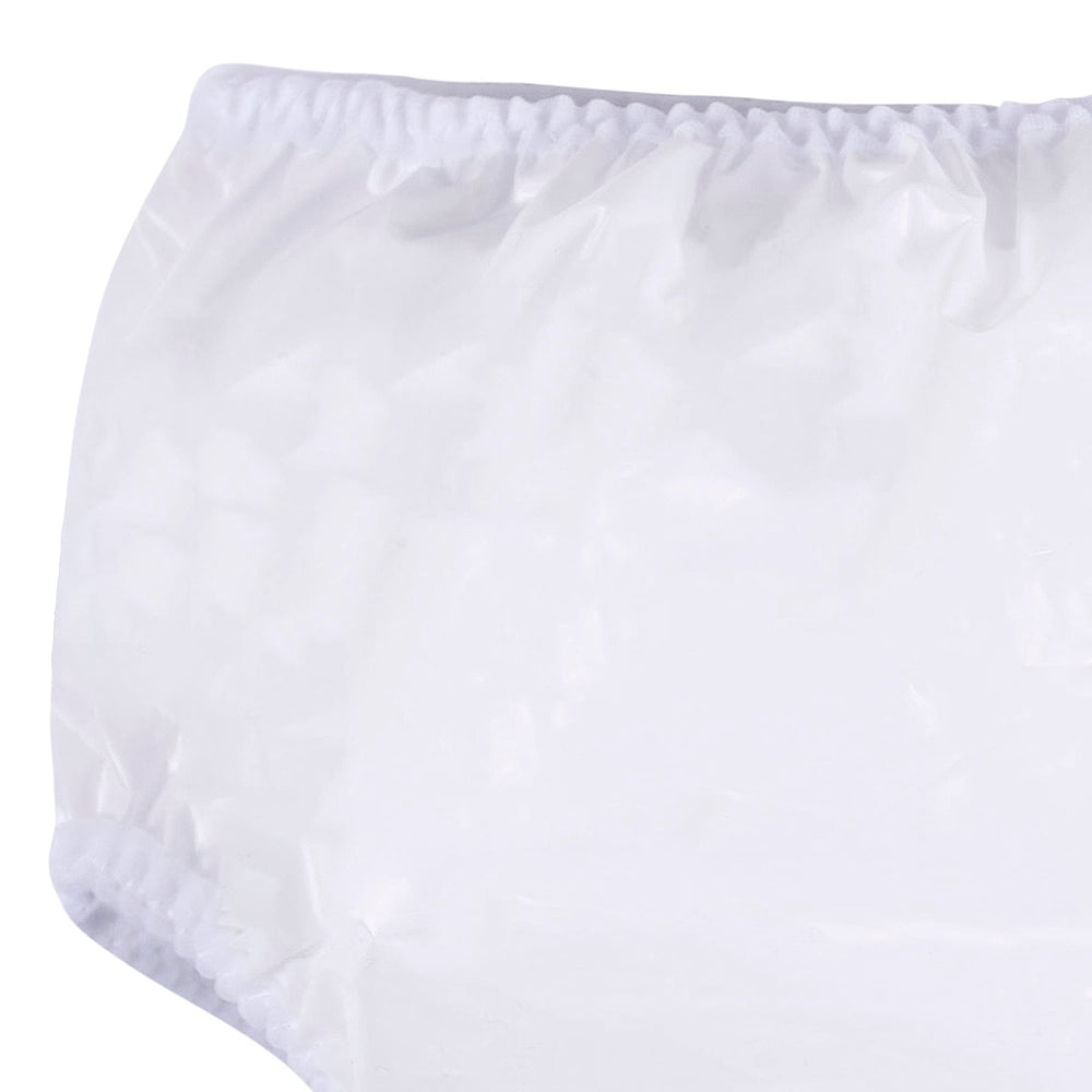 Gerber diaper cover with elastic waistband for easy pull-on wear.