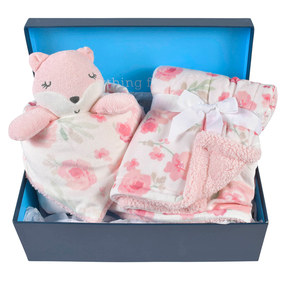 Gerber Fox Blanket Gift Set main image shows plush softness for cozy cuddles.