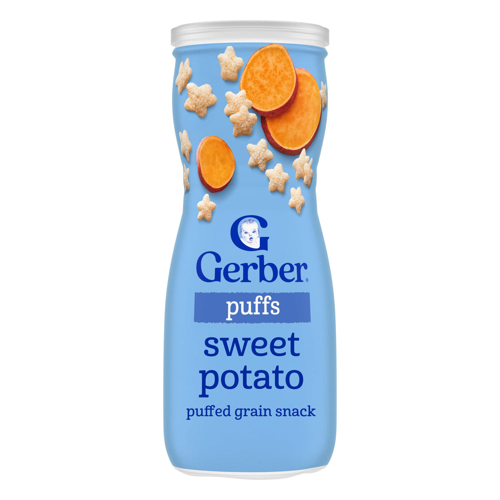 Gerber Graduates 4-pack 1.48 oz puffs, perfect for snacks anywhere.