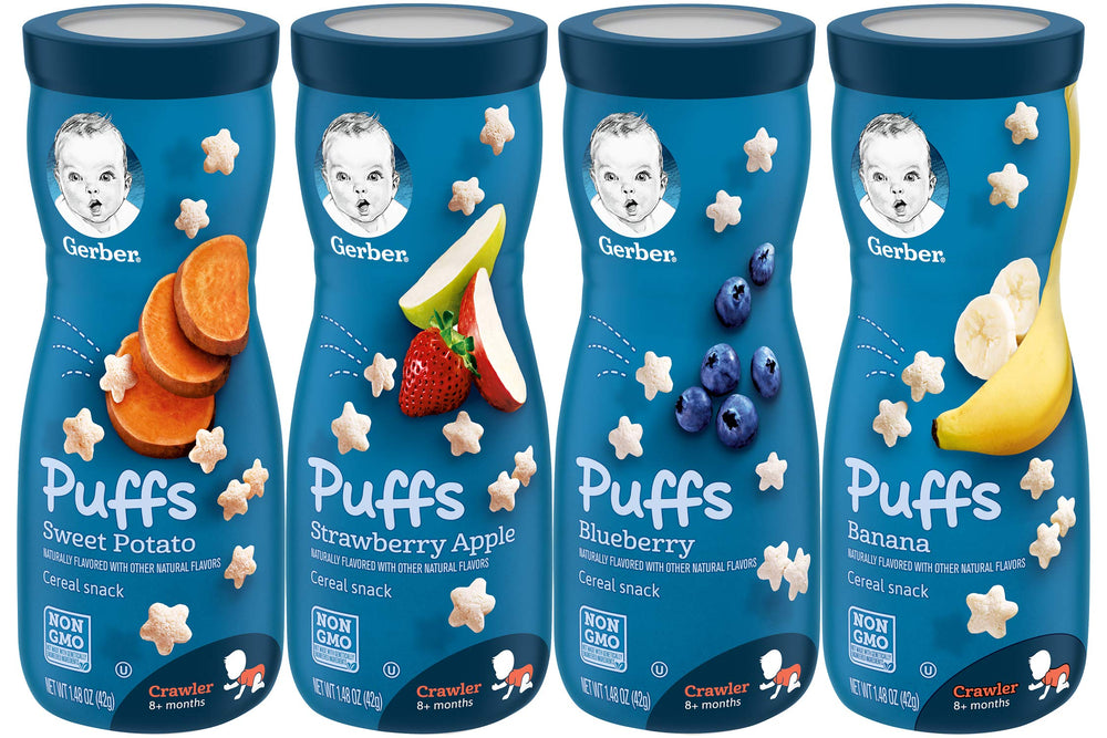 Gerber Graduates Puffs Apple Strawberry pouch on the go for snacking