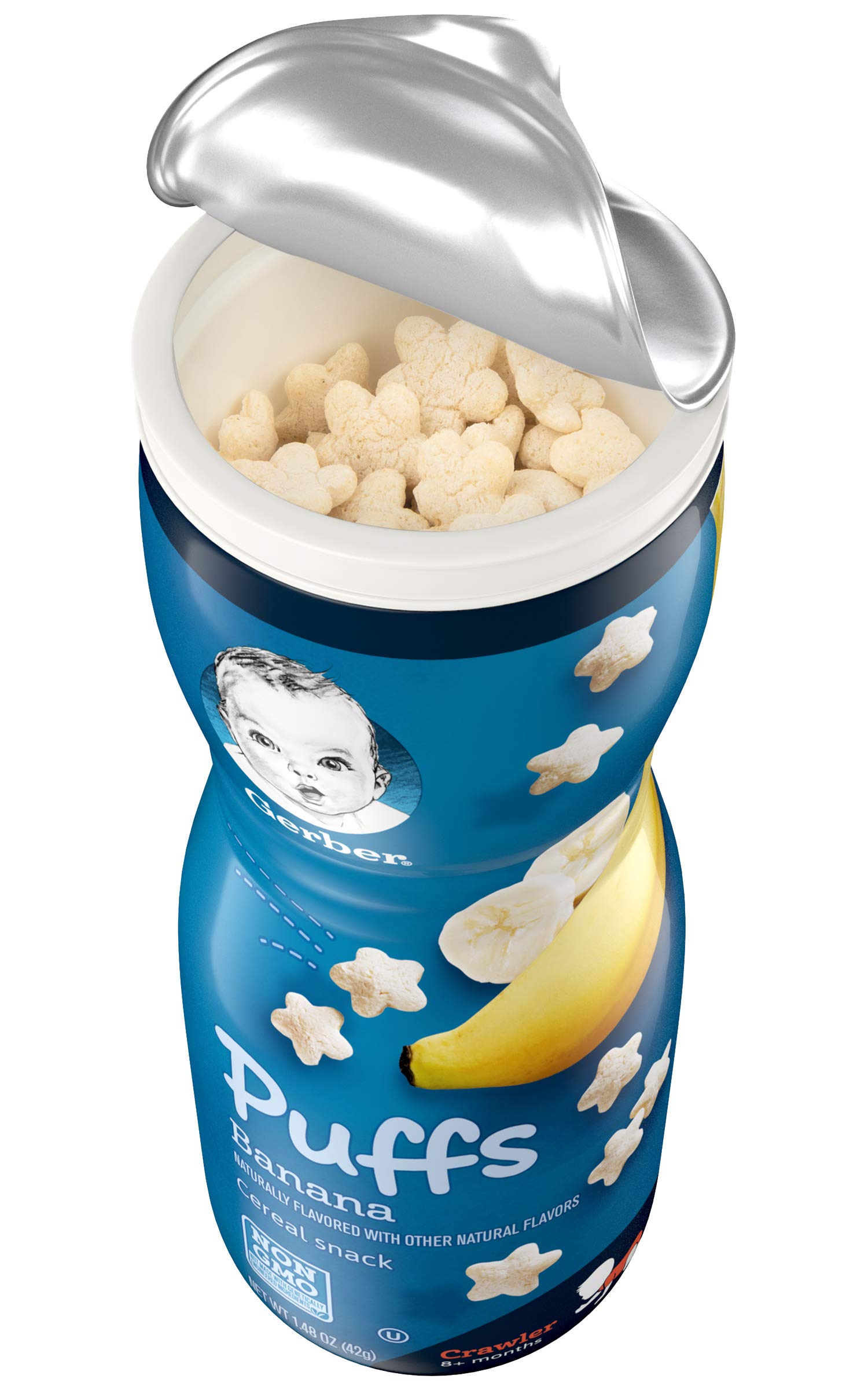 Gerber Graduates Puffs melt texture close up supports self feeding