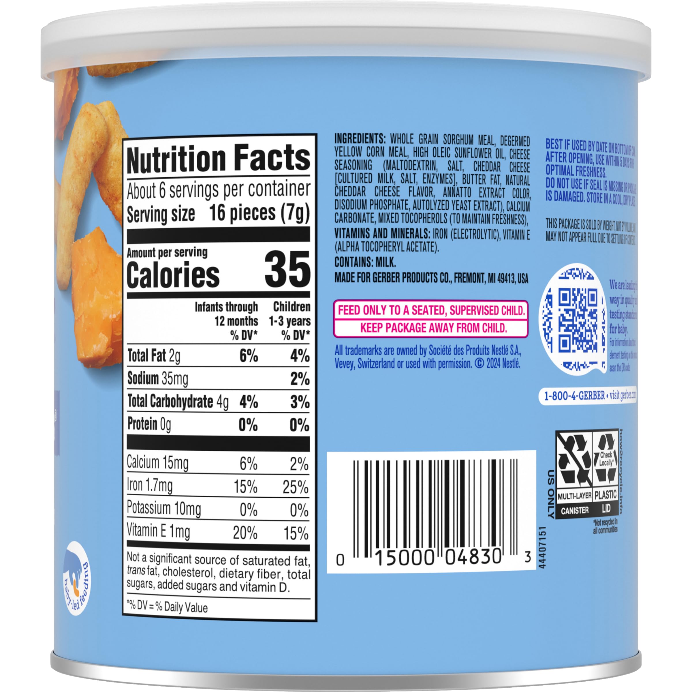 Gerber Lil' Crunchies Garden Tomato canister image emphasizing texture and airy crunch for babies.