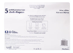 Gerber Prefold Premium 6-Ply Cloth Diapers reusable design for economical long-term use.