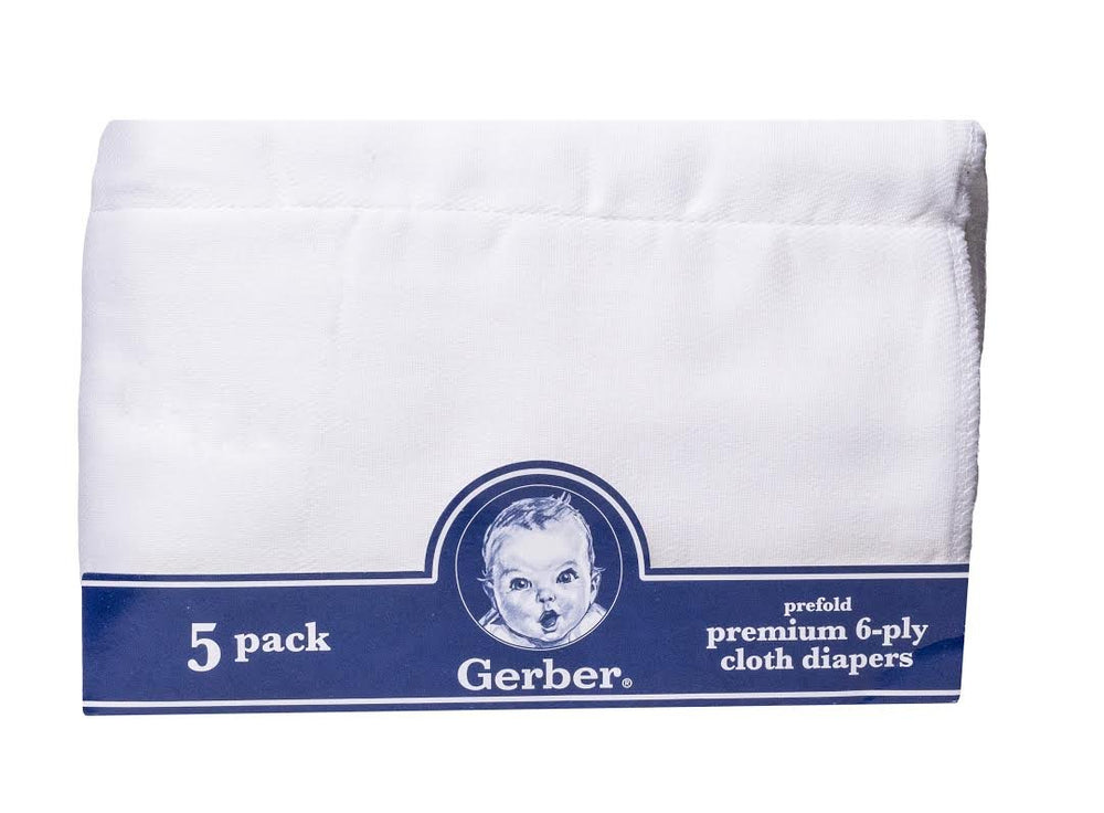 Gerber Prefold Premium 6-Ply Cloth Diapers with soft cotton lining for comfort and absorbency.