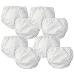 Gerber waterproof diaper cover eight-pack white; protects diapers on the go.
