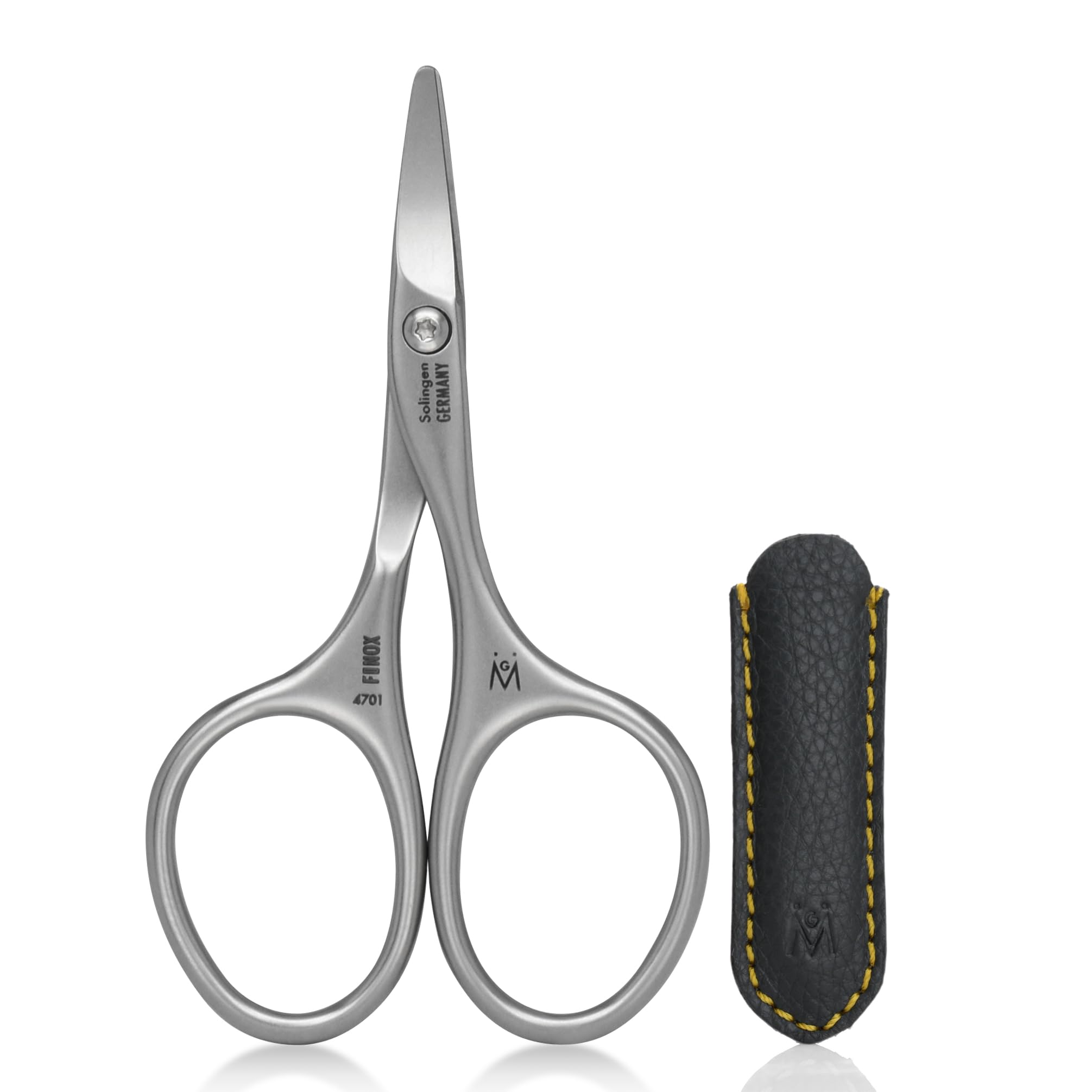 GERMANIKURE rounded safety nail scissors in case, precise for gentle trimming.
