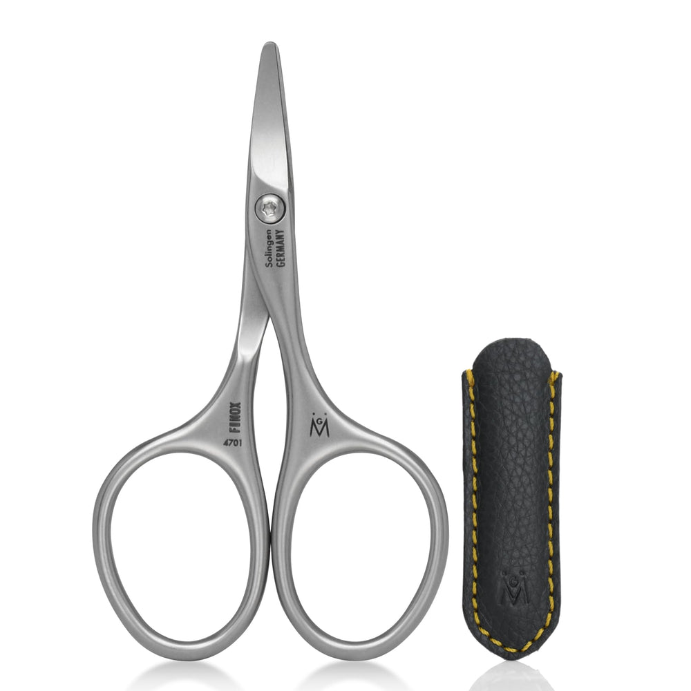 GERMANIKURE rounded safety nail scissors in case, precise for gentle trimming.