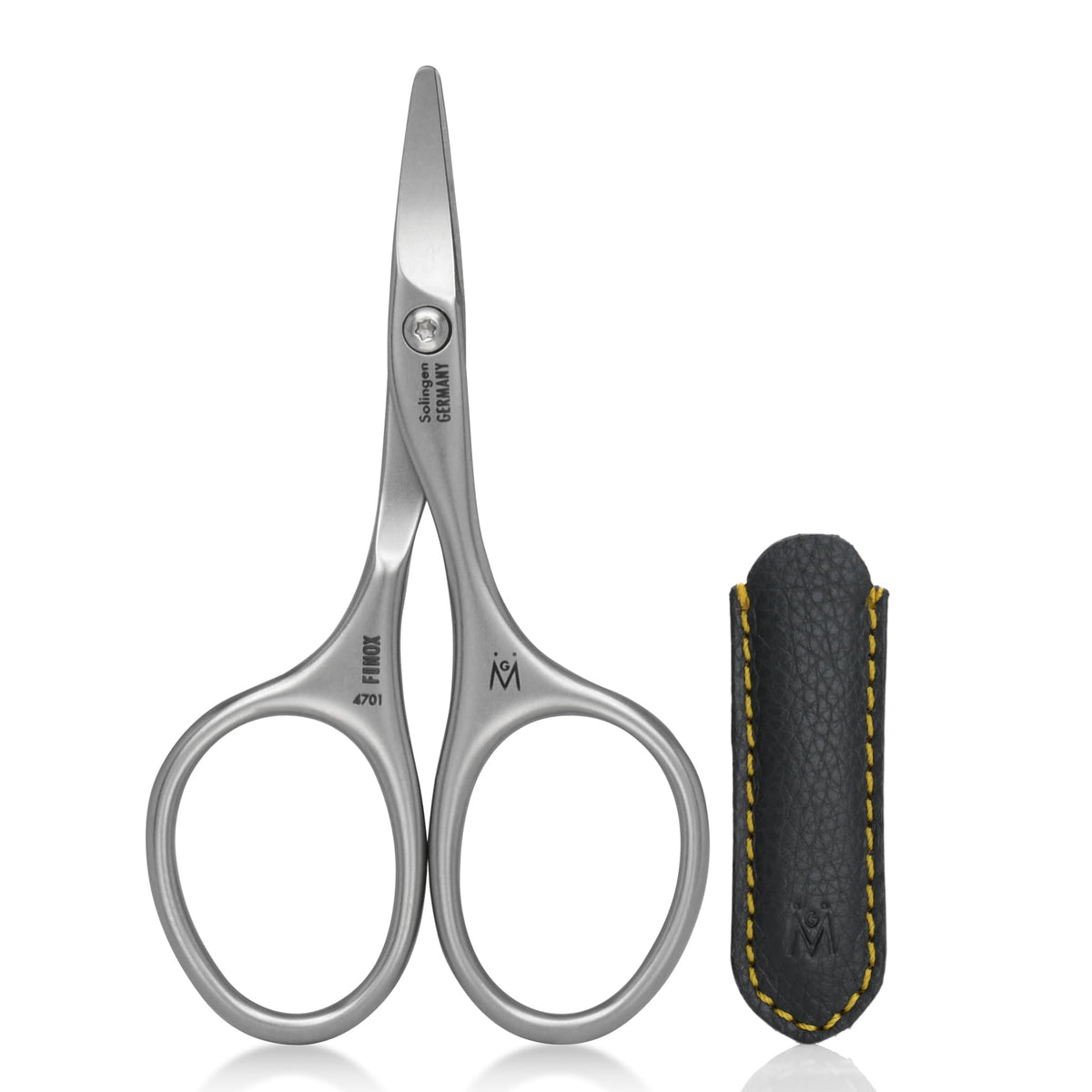 GERMANIKURE rounded safety nail scissors in case, precise for gentle trimming.