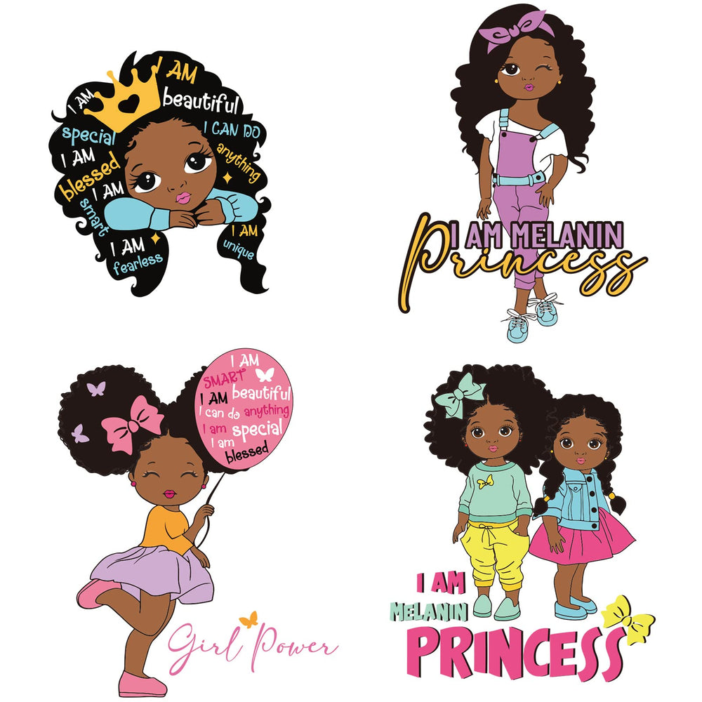 Gersoniel black girl decal set 4-piece designs for bedroom inspiration.