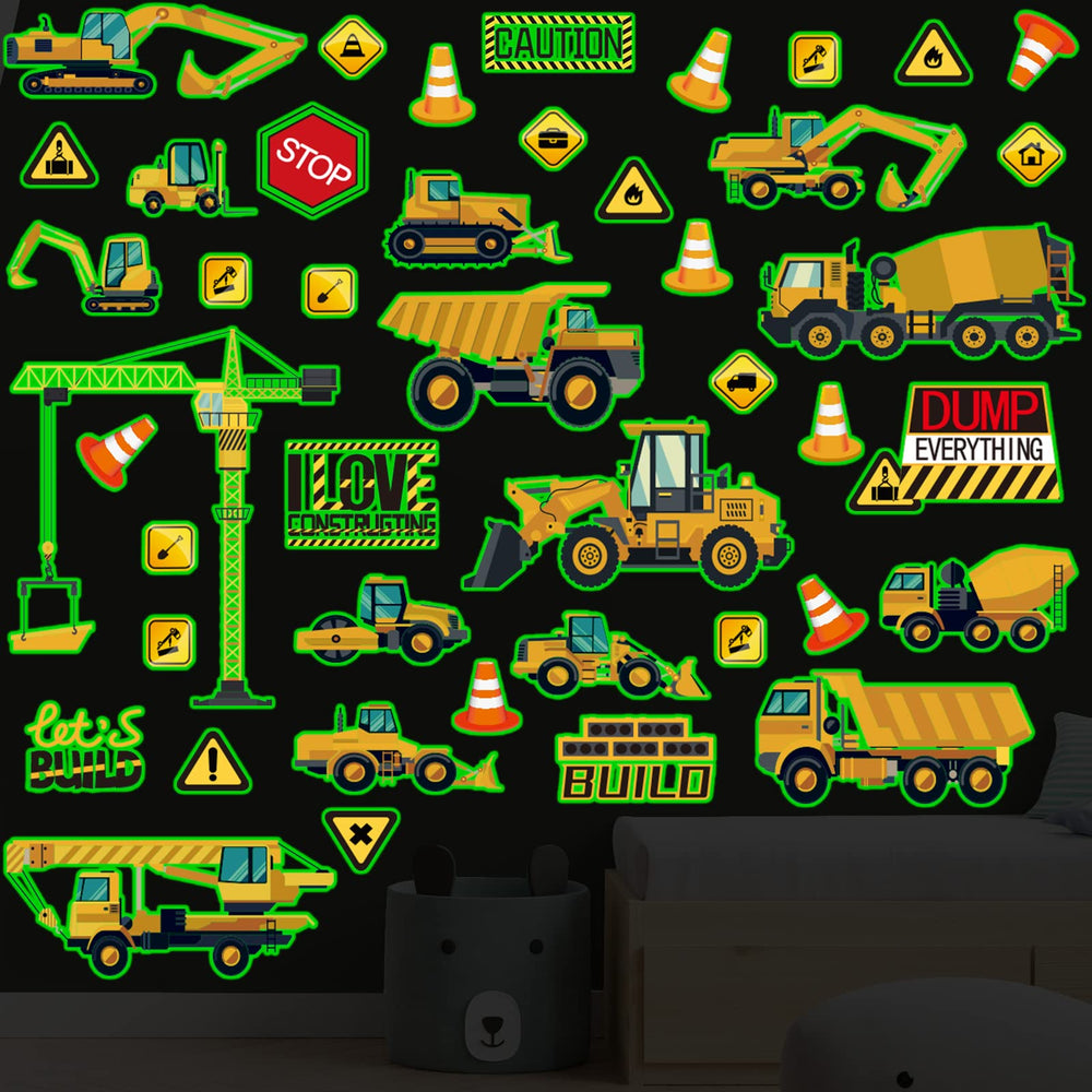 Gersoniel glow cement-mixer sticker brightens classroom or nursery surfaces with resilient luminous appeal.