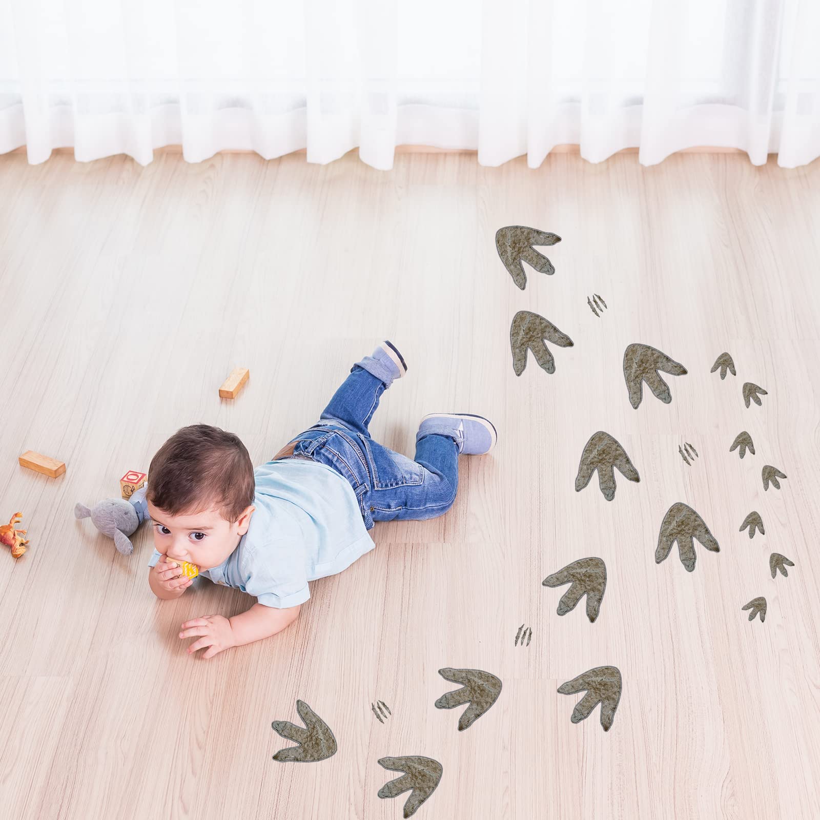 Gersoniel wall decals with dinosaur tracks for kid-friendly decor