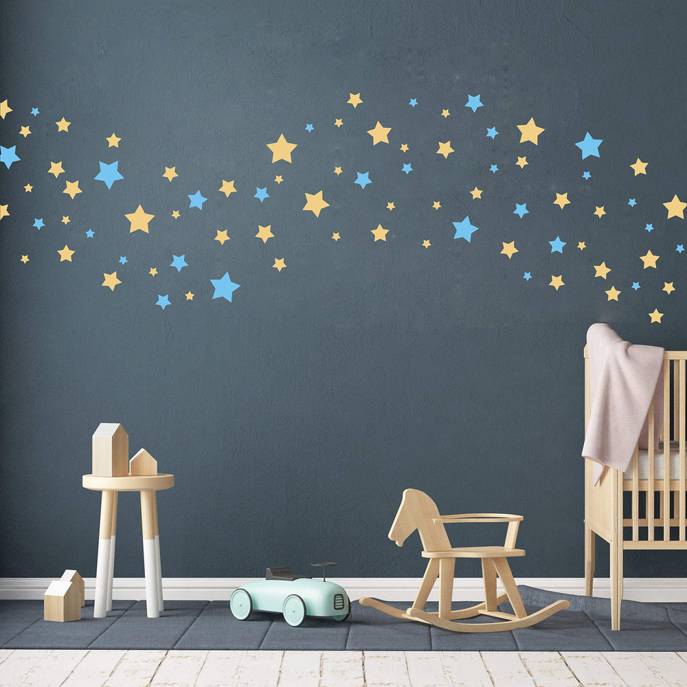 GESTYZ star wall decals gold glow for warm kid's room accents