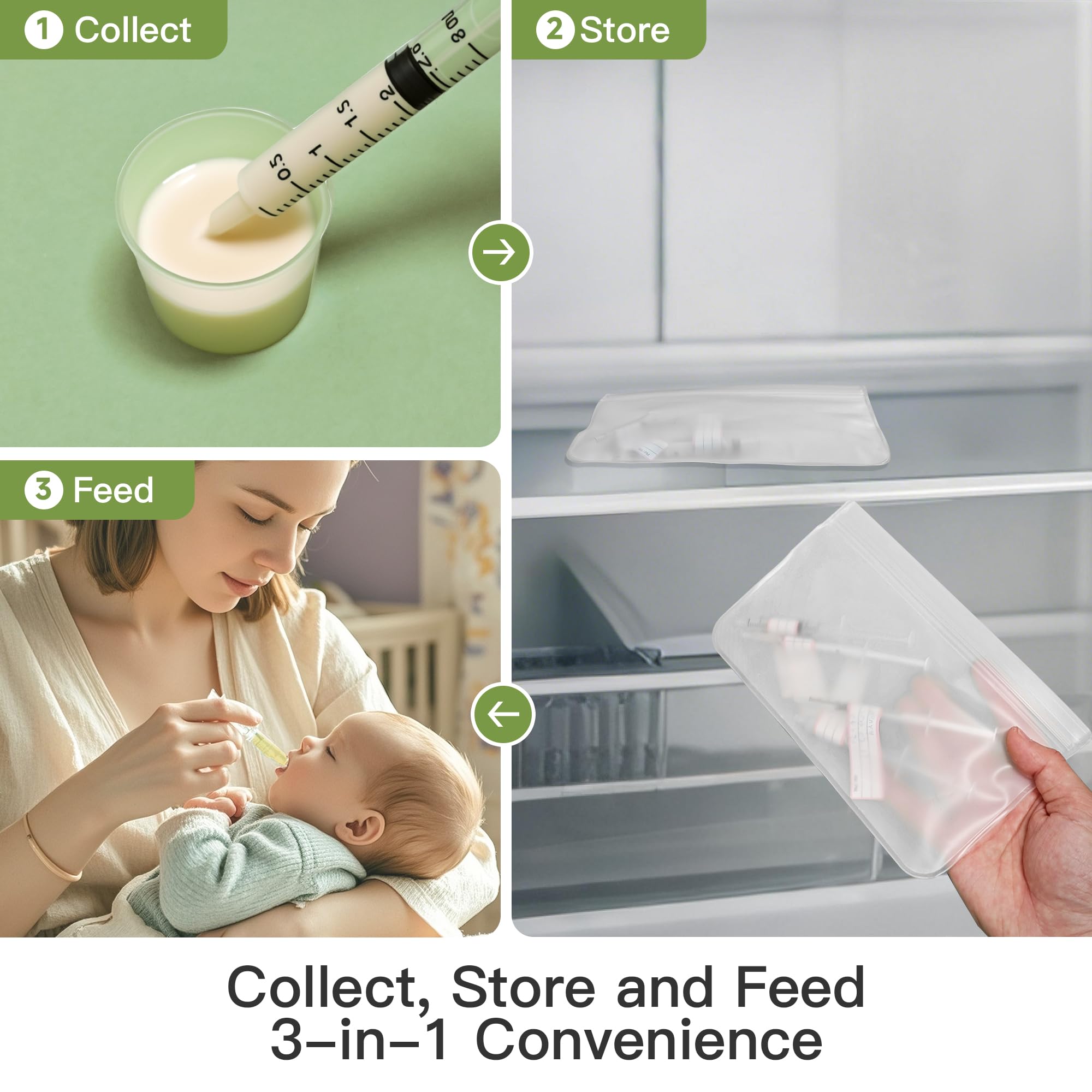 Gesumu Colostrum Collector Kit storage bags keep collected milk fresh and securely stored