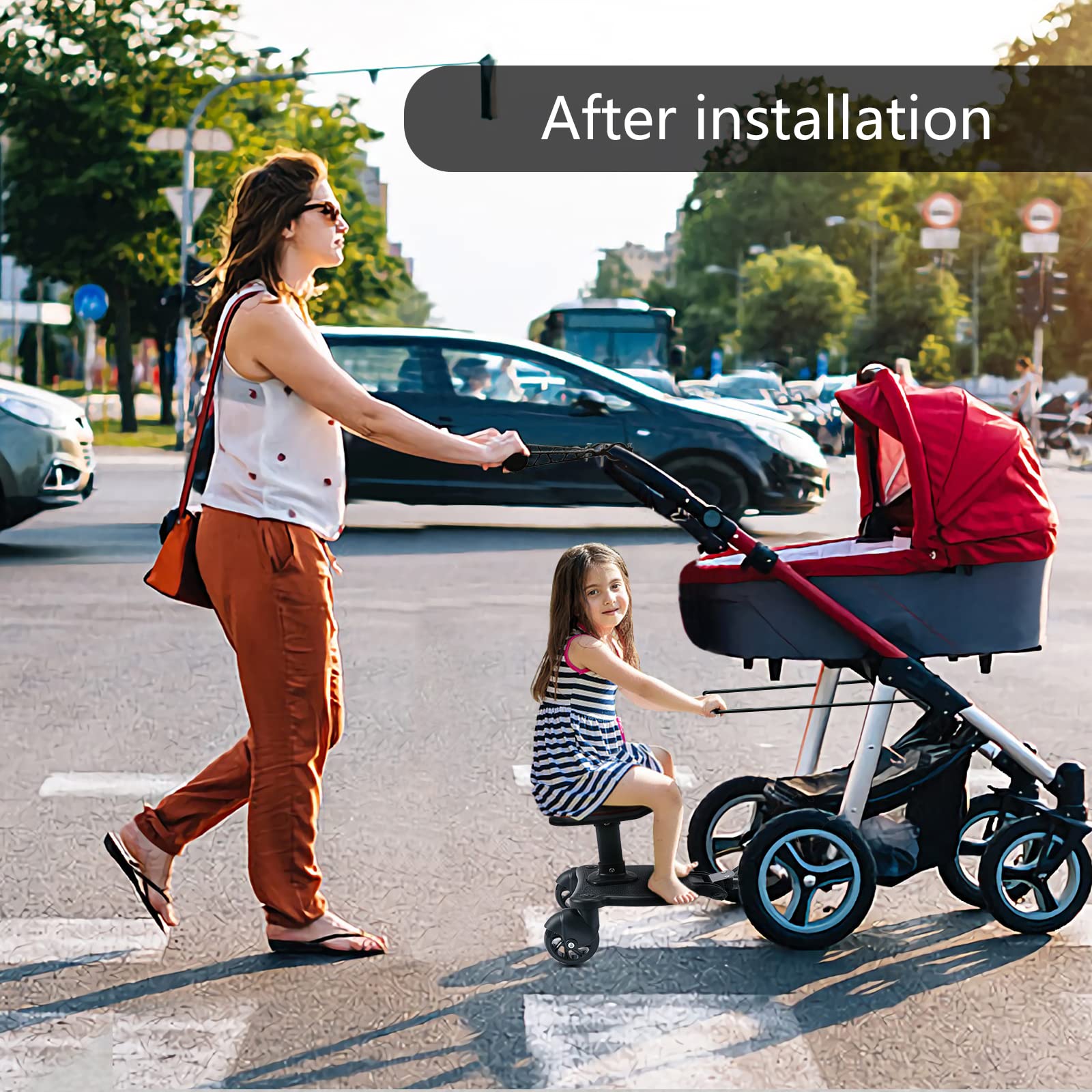 GESUNDTEK extension helps avoid hitting the baby tray and reduces back strain during shopping.