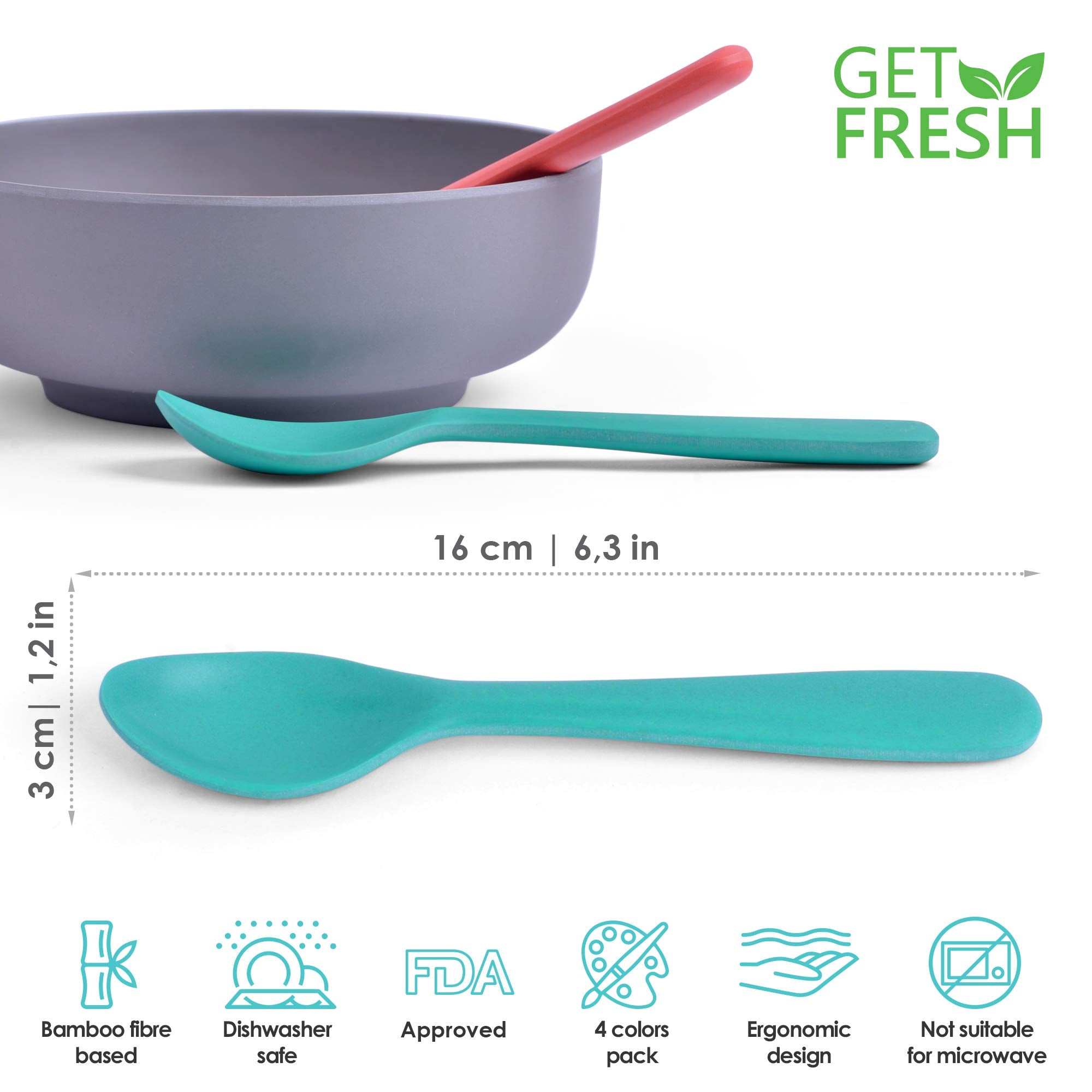 GET FRESH Bamboo Kids Spoons toddler using spoon with easy grip