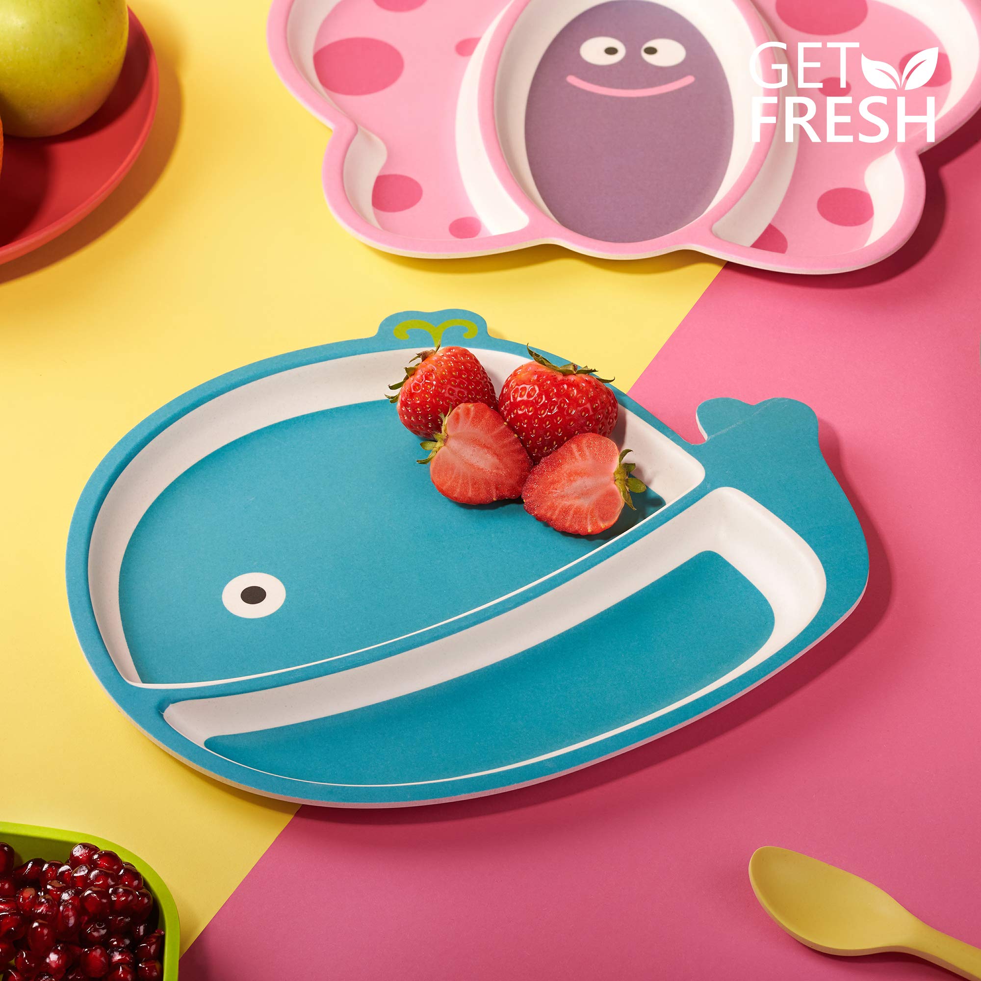 GET FRESH butterfly divided plate features vibrant design for joyful mealtimes.