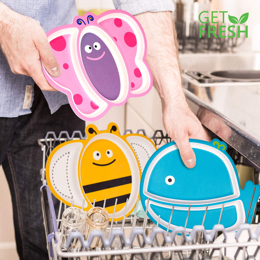 GET FRESH dishwasher safe plate ready for quick cleanup after meals.