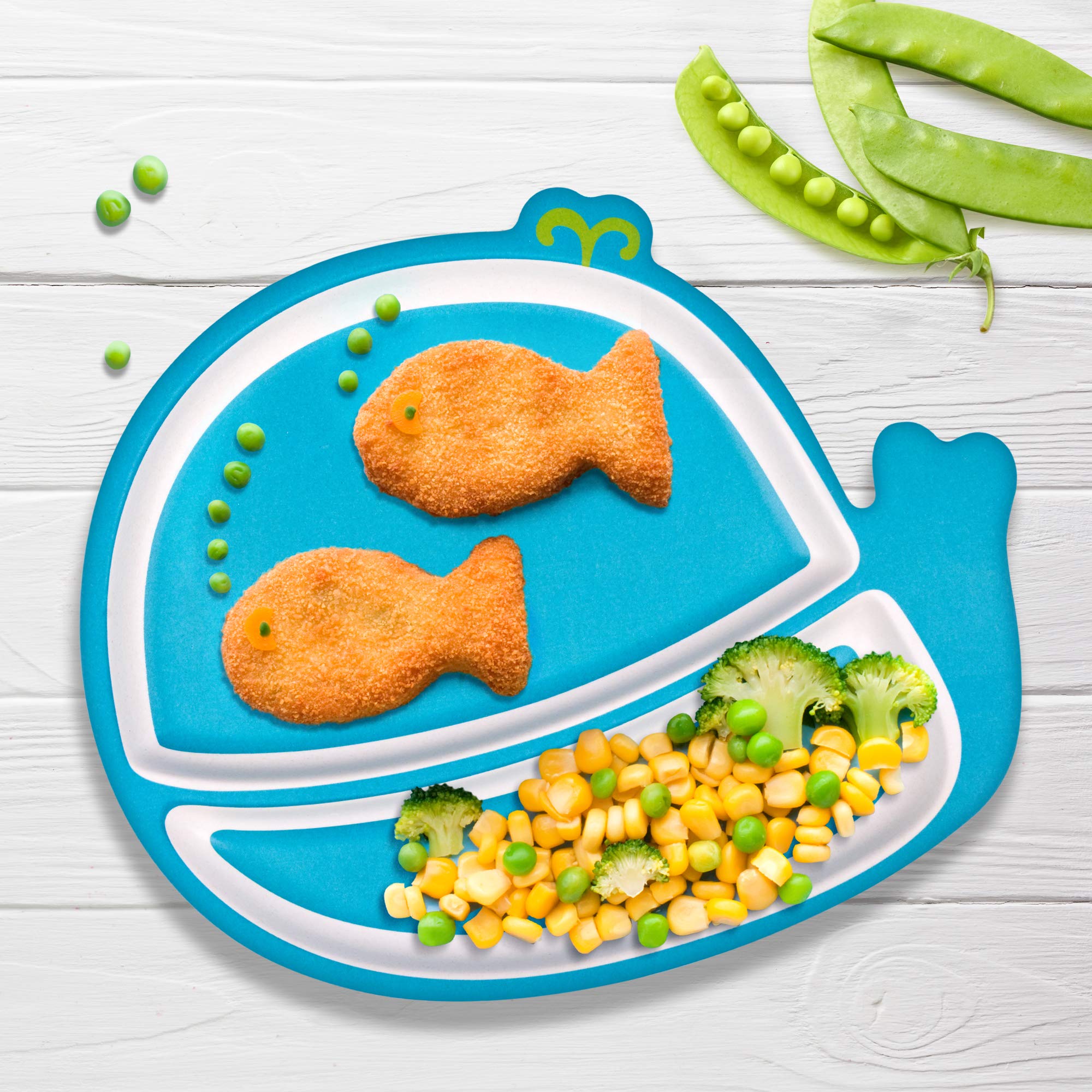 GET FRESH toddler dinnerware in use shows two compartments and kid friendly grip.