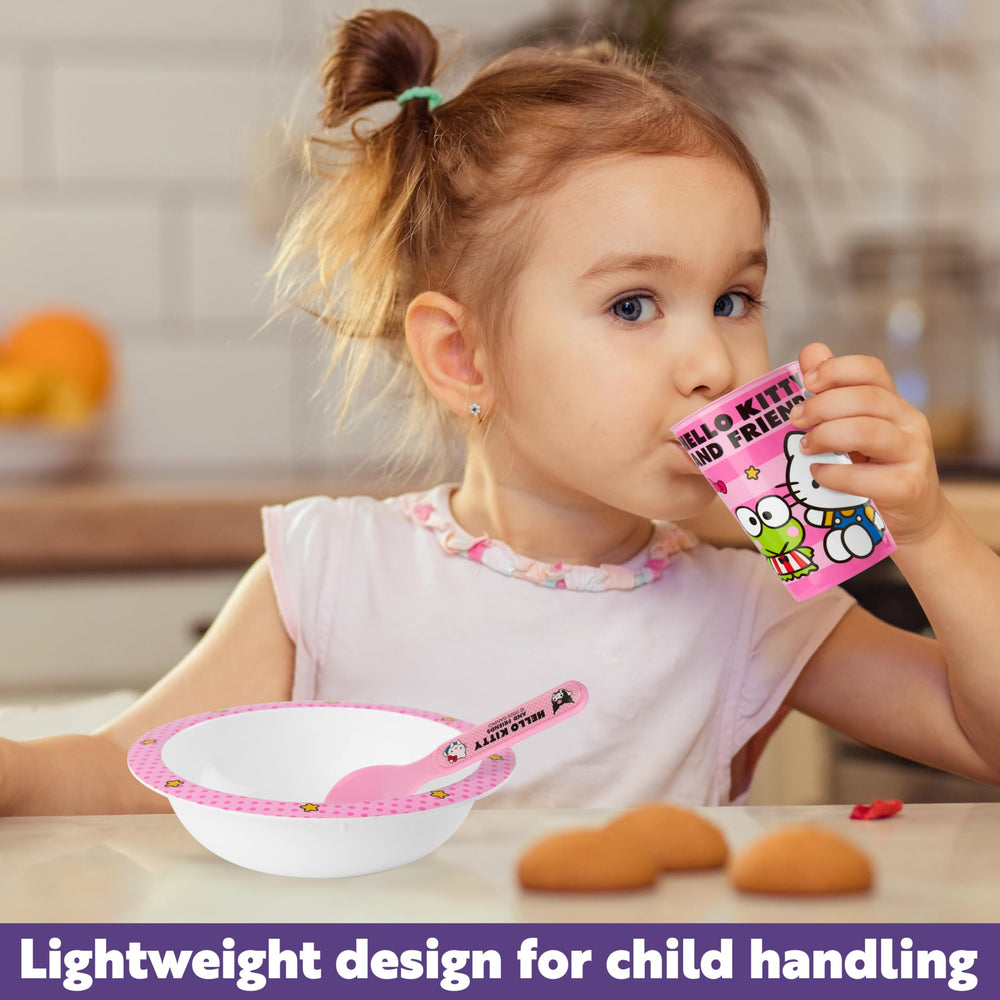 Get Trend Hello Kitty spoon pink, comfortable grip for little hands at mealtime.