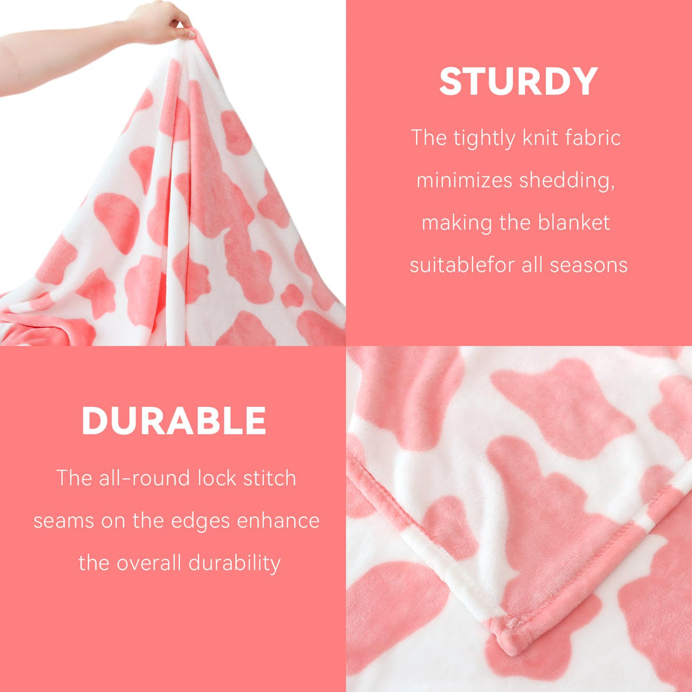 GEULAY kids gift pink cow blanket styled as room accent