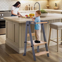 Gewitt foldable toddler stool folded grey for compact storage