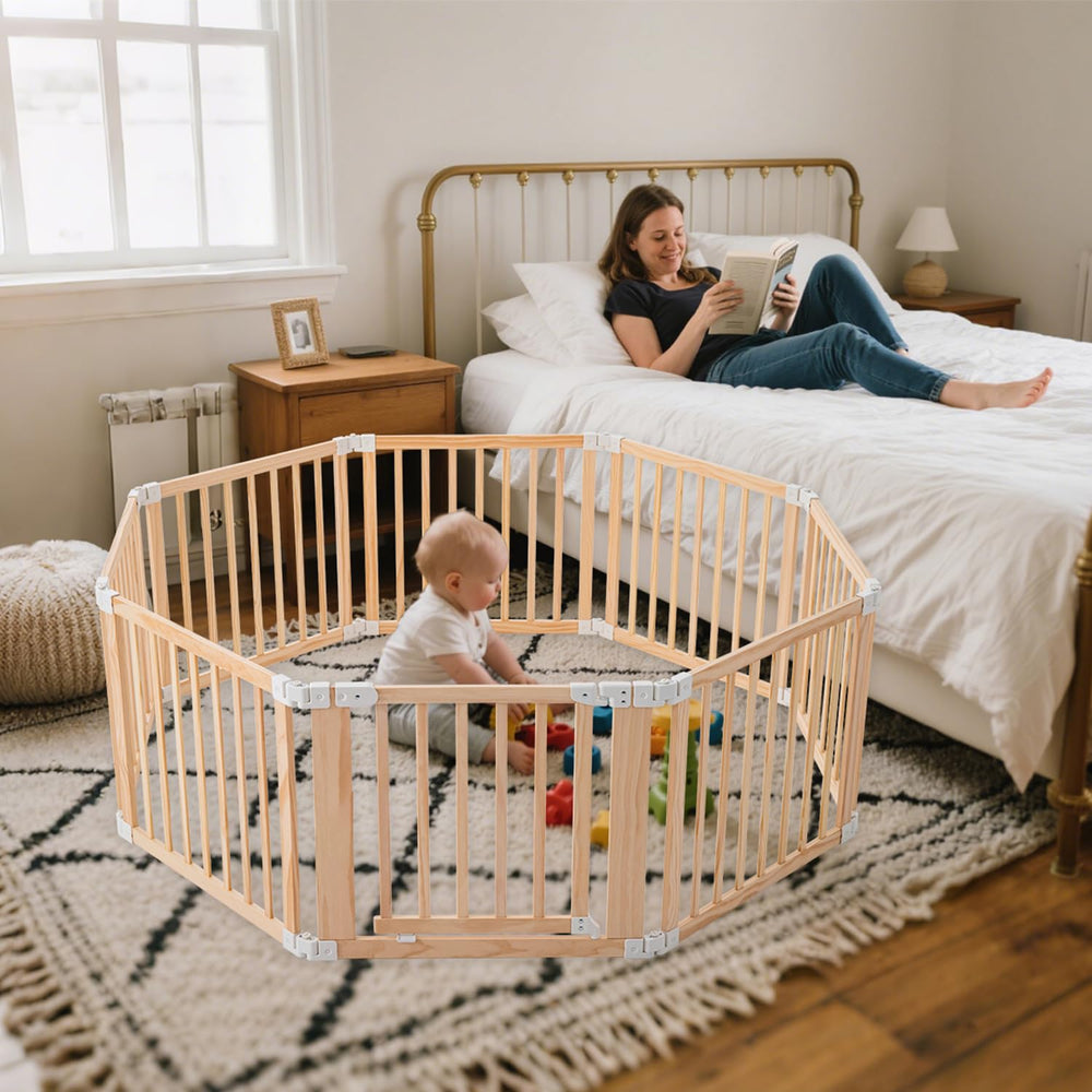 Gewitt foldable wooden playpen eco-friendly pine material