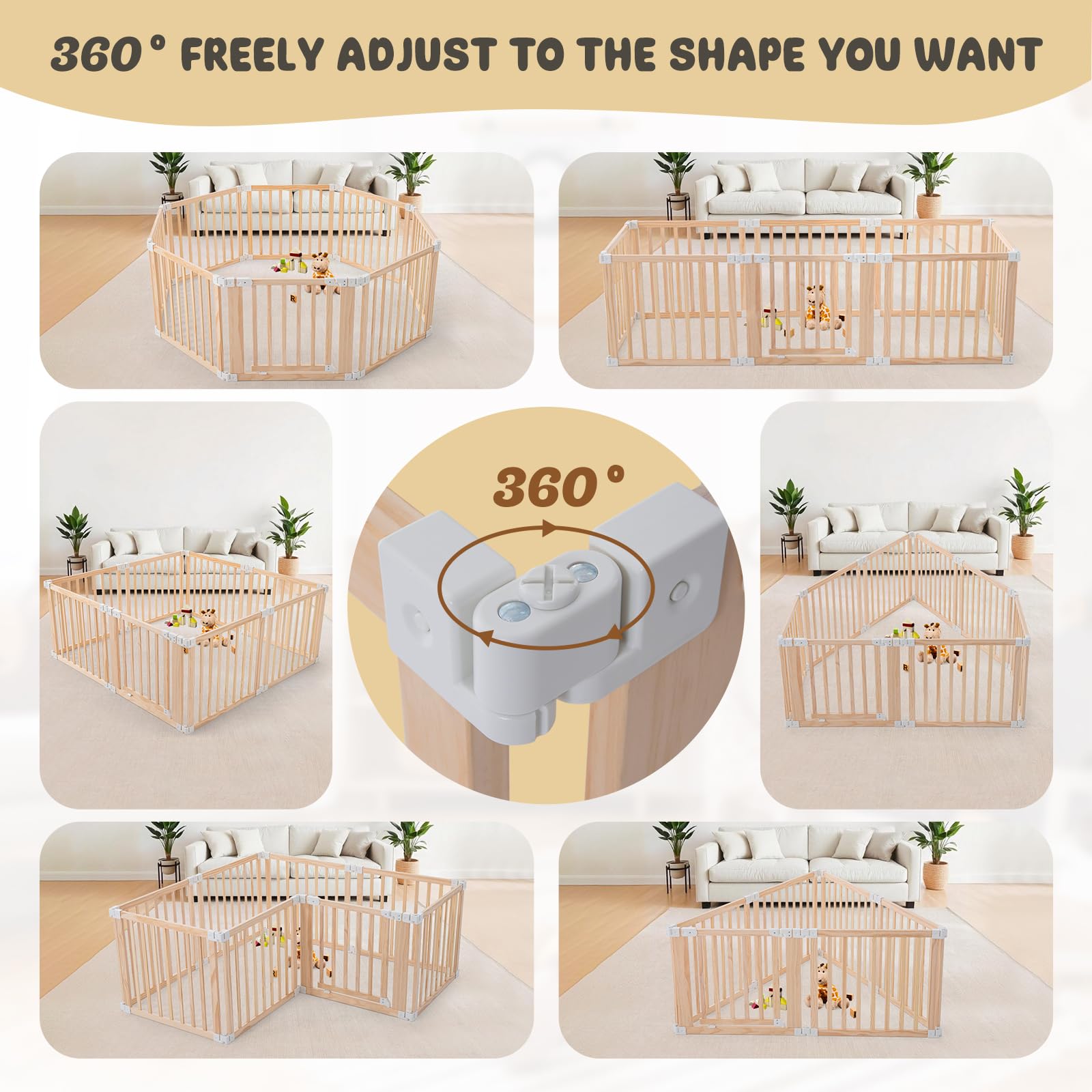 Gewitt foldable wooden playpen folded for compact storage