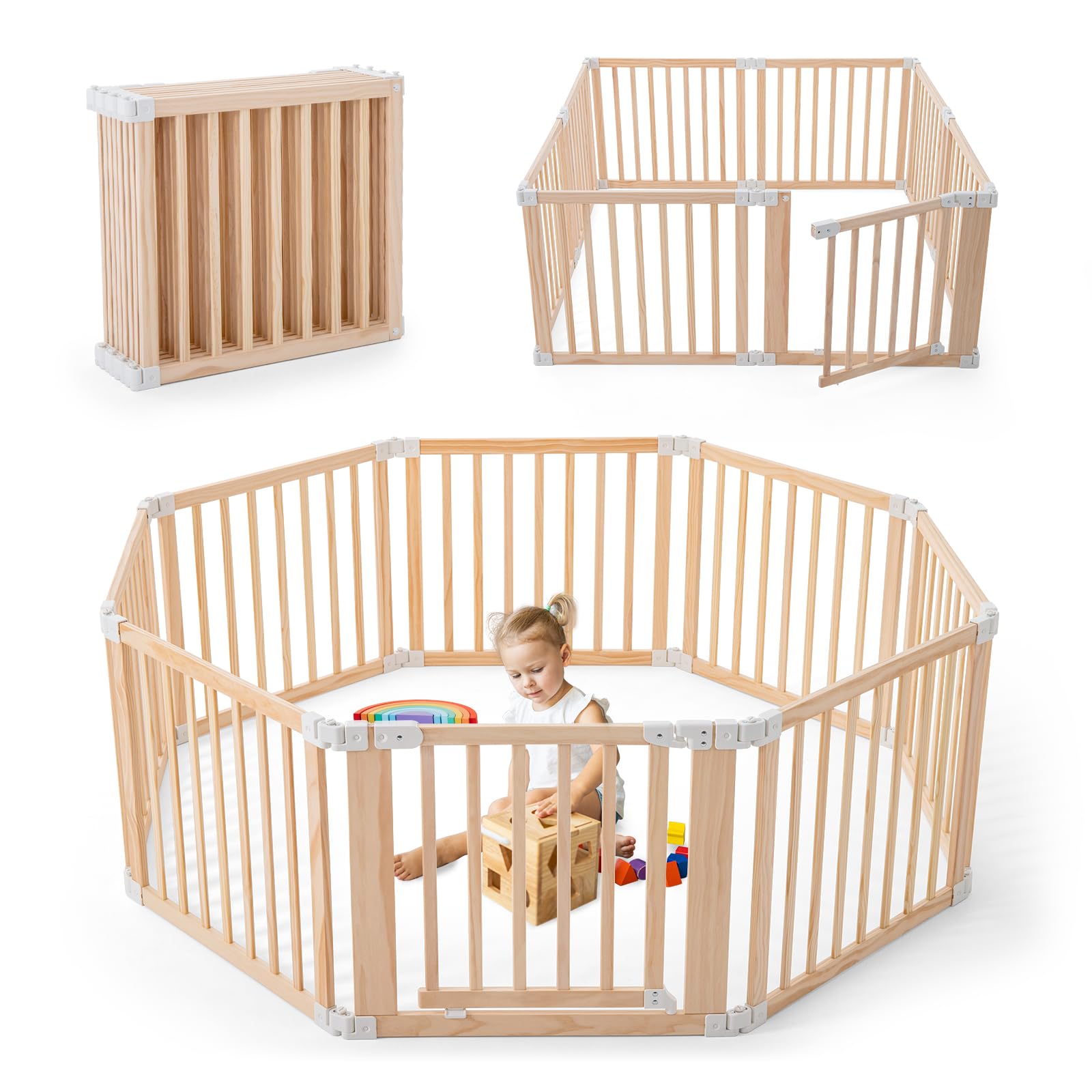 Gewitt foldable wooden playpen full setup for safe indoor play