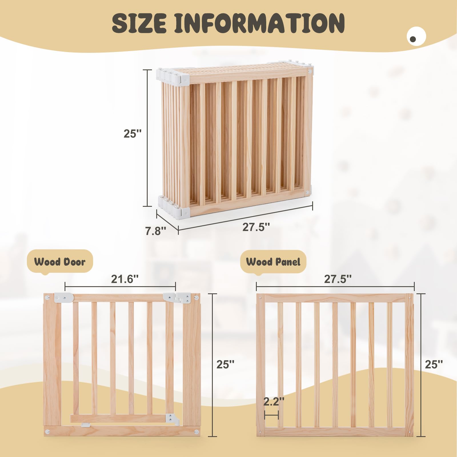 Gewitt foldable wooden playpen ideal for indoor outdoor use