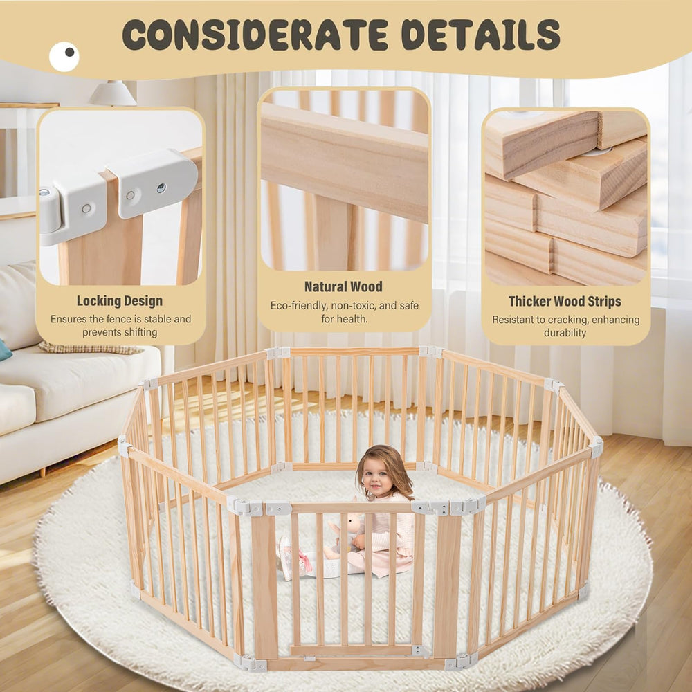 Gewitt foldable wooden playpen side panels show detachable design