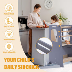 Gewitt Toddler Standing Tower anti-slip base provides stable footing on slick floors.