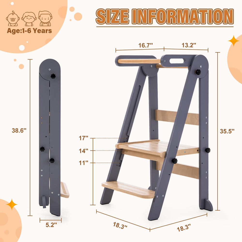 Gewitt toddler stool safety rail close grey showing extra protection