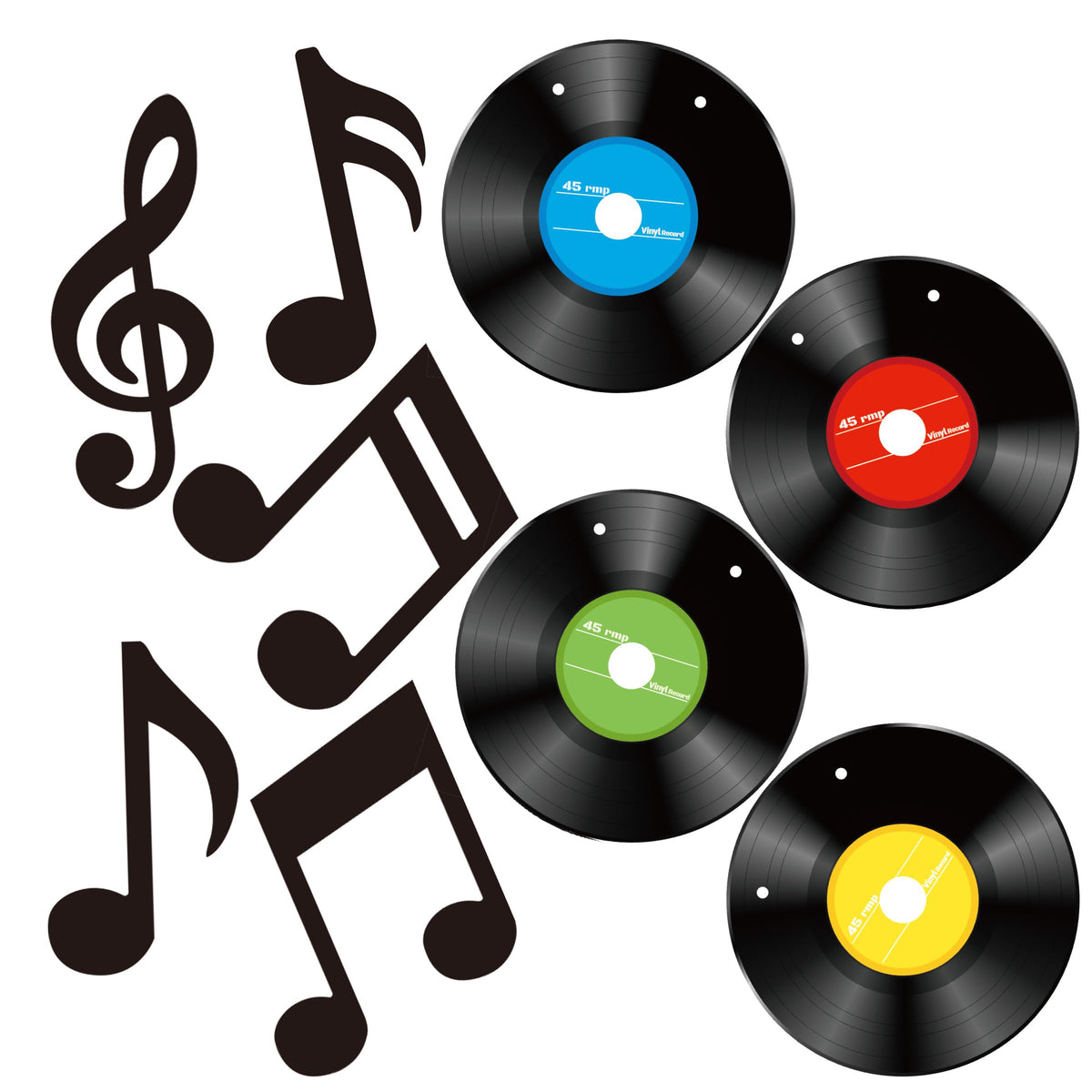Gexolenu 45-pcs black vinyl music notes wall decor packaged set for quick decorating