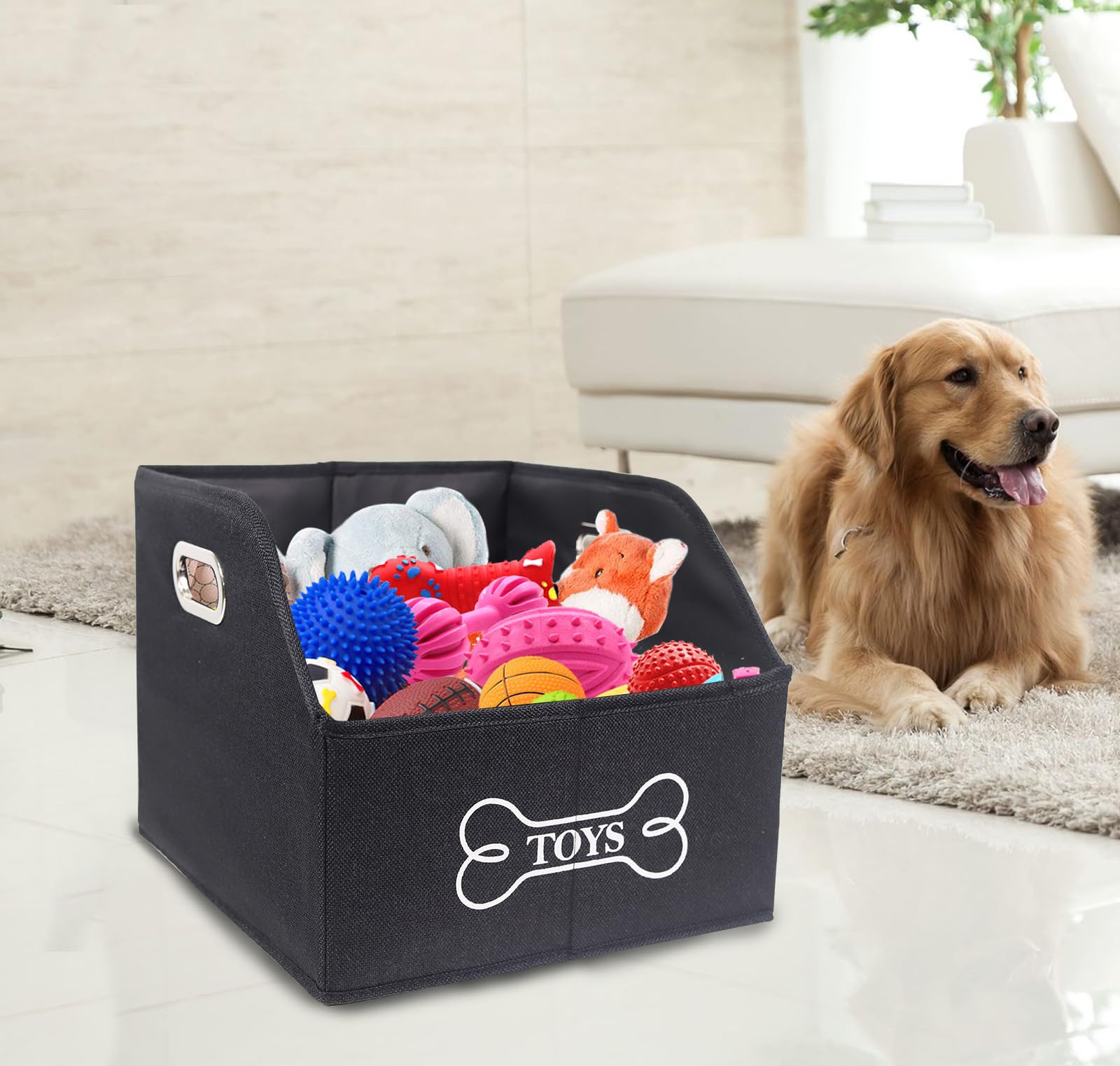 Geyecete decorative black storage bin blends with modern interiors.