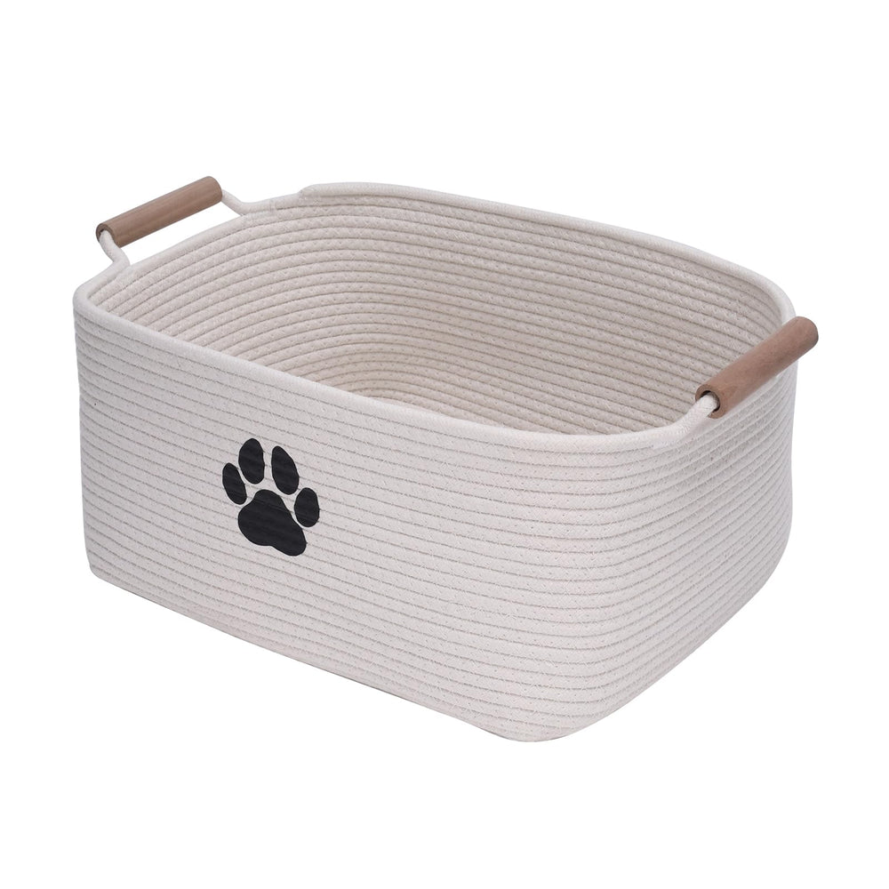 Geyecete dog toy basket in cotton rope keeps toys organized and within reach