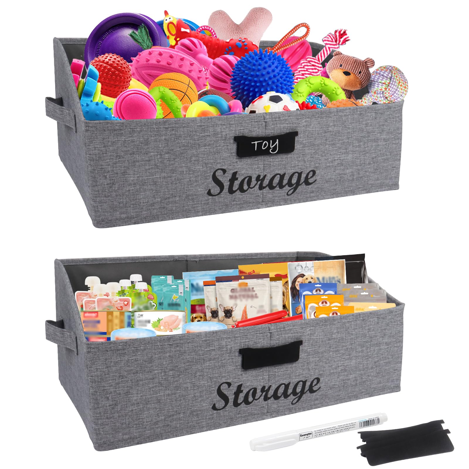 Geyecete dog toy basket foldable set with handles for easy transport.