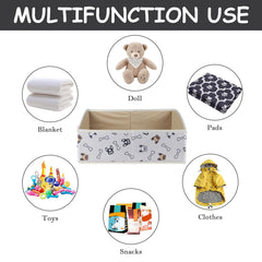 Geyecete dog toy basket shows sturdy water-resistant fabric protecting contents.