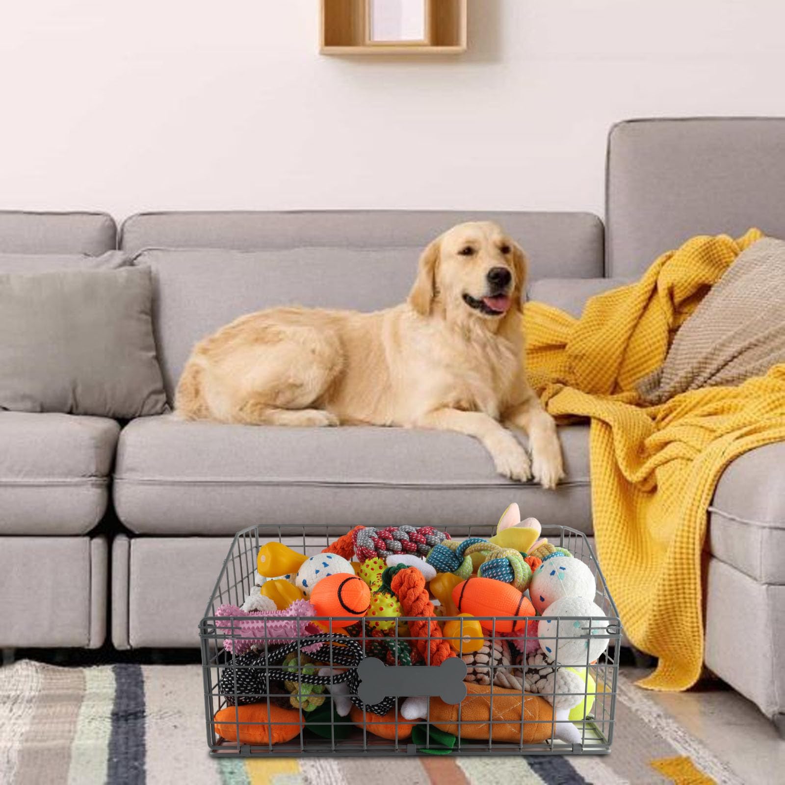 Geyecete dog toy basket is sturdy and wear-resistant for rough play.