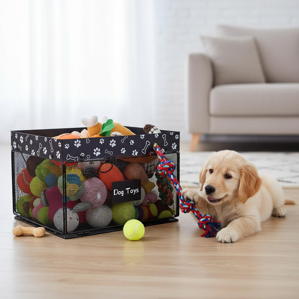 Geyecete dog toy bin bottom support keeps the basket upright during use.