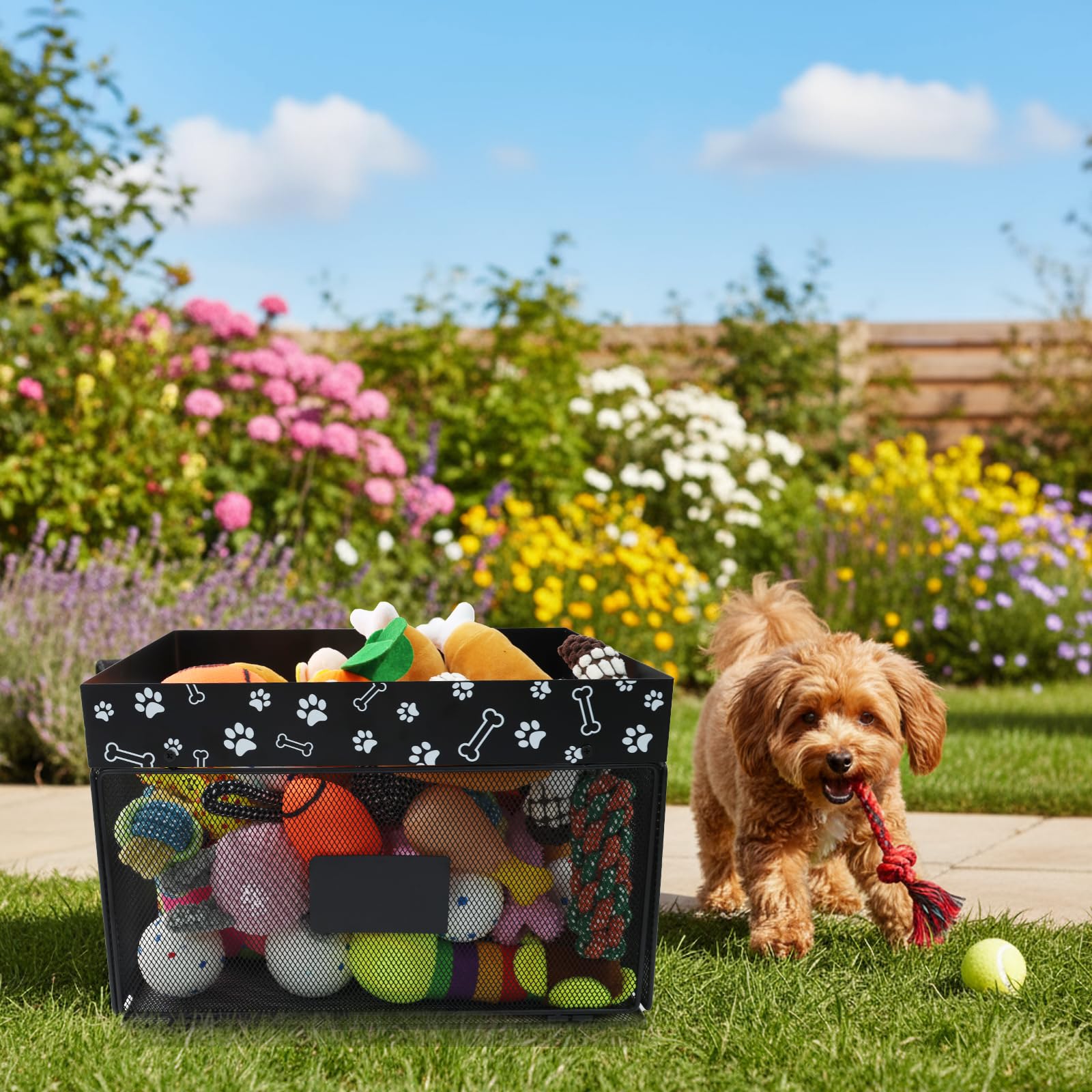 Geyecete dog toy bin easy assembly shows quick setup for home organizing.