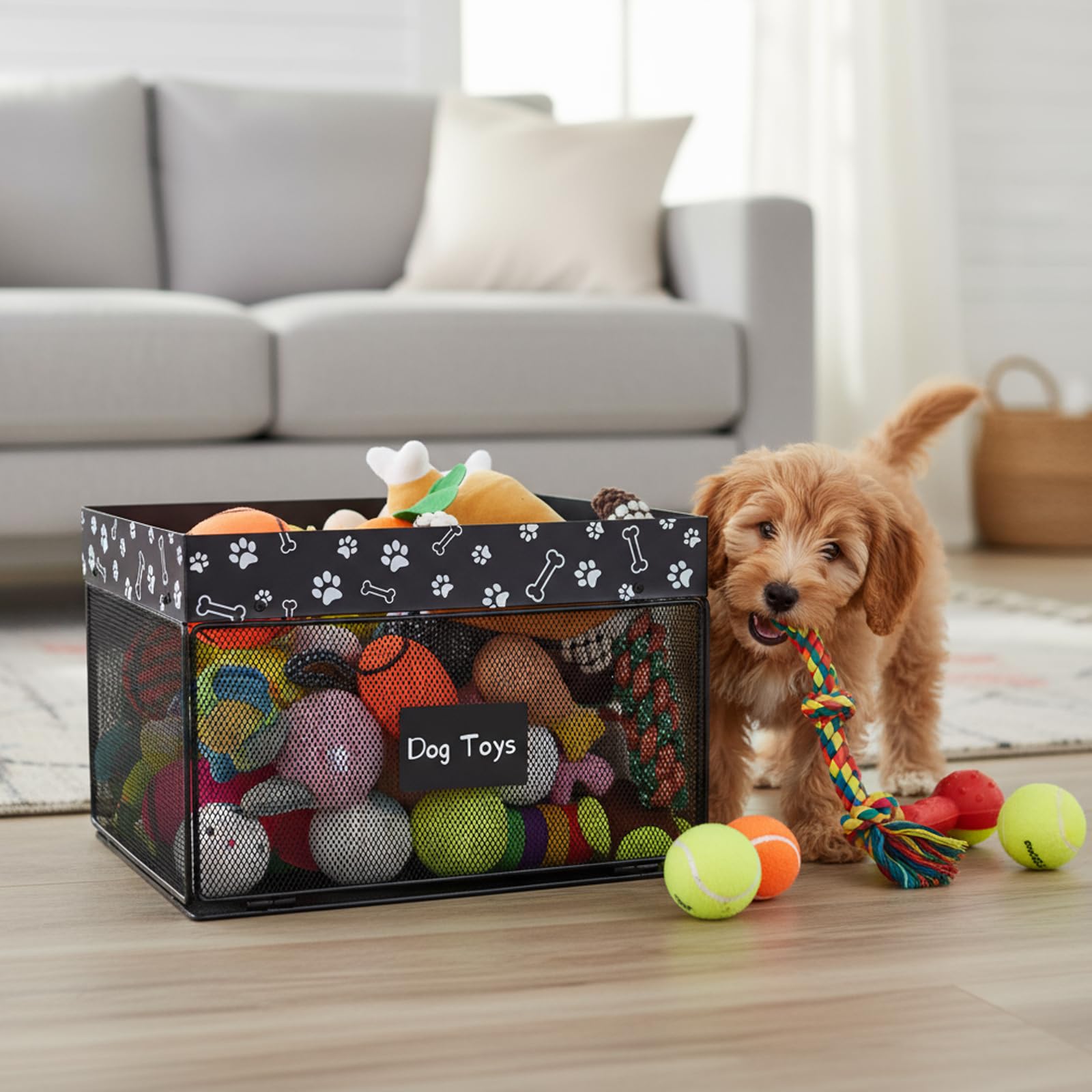 Geyecete dog toy bin farmhouse decor adds rustic charm to living spaces.