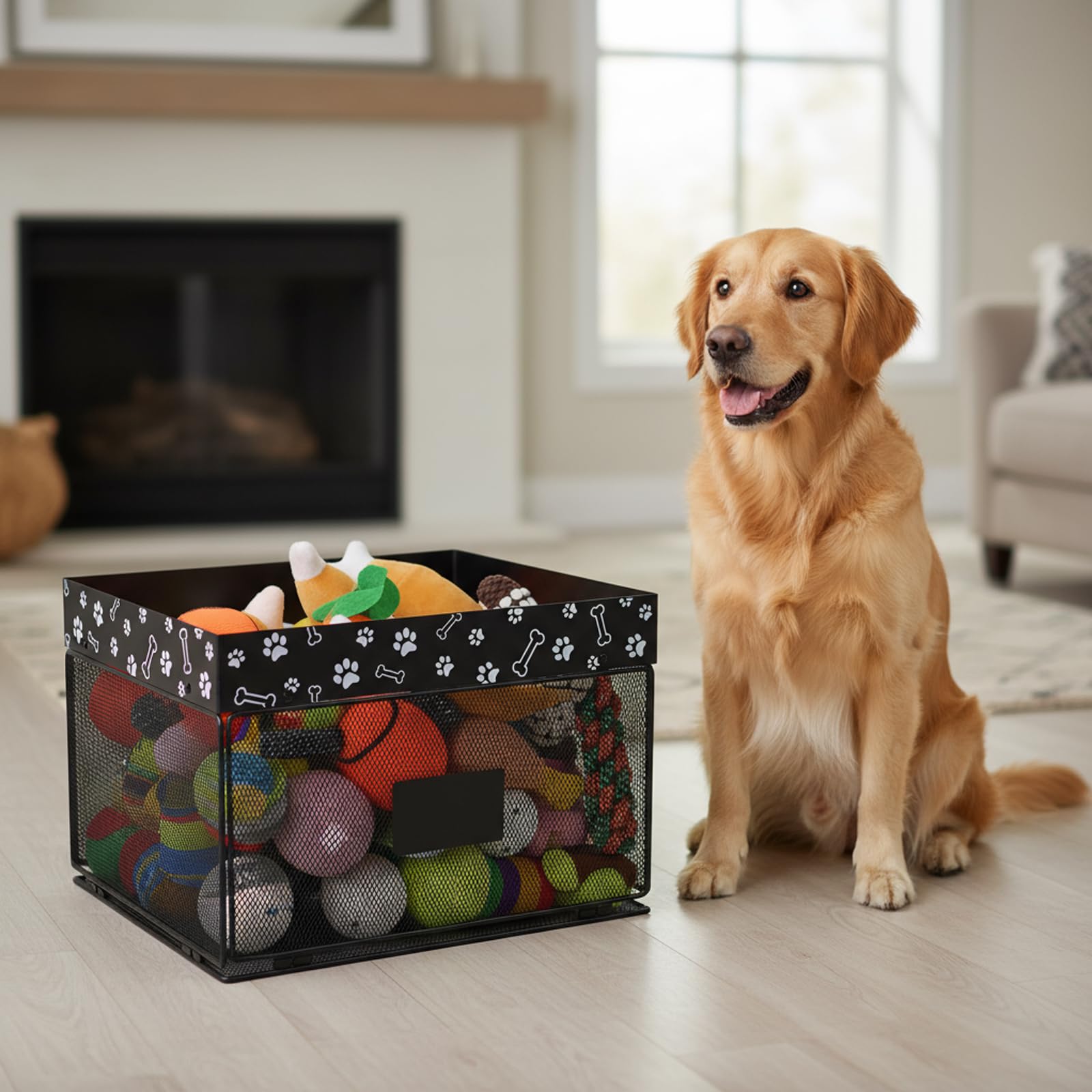 Geyecete dog toy bin foldable design folds flat for easy storage when not in use.
