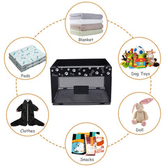 Geyecete dog toy bin personalized-name label lets you add your pet's name.