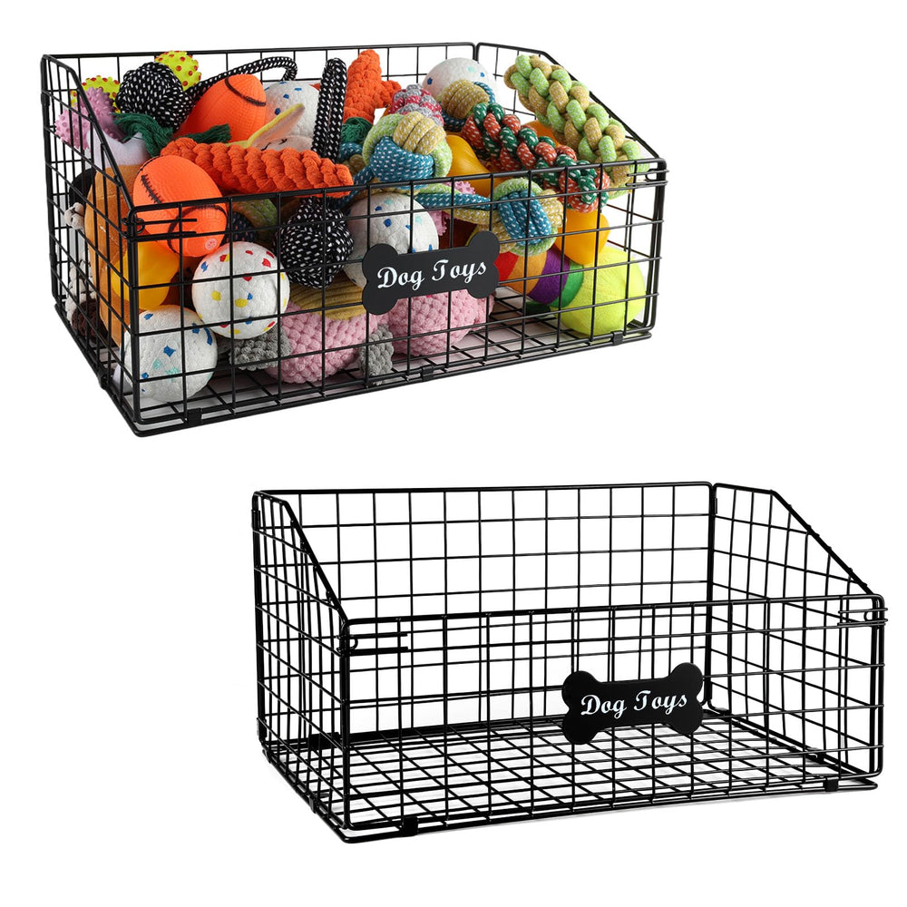 Geyecete dog toy box 2pack front view shows easy-access toy storage