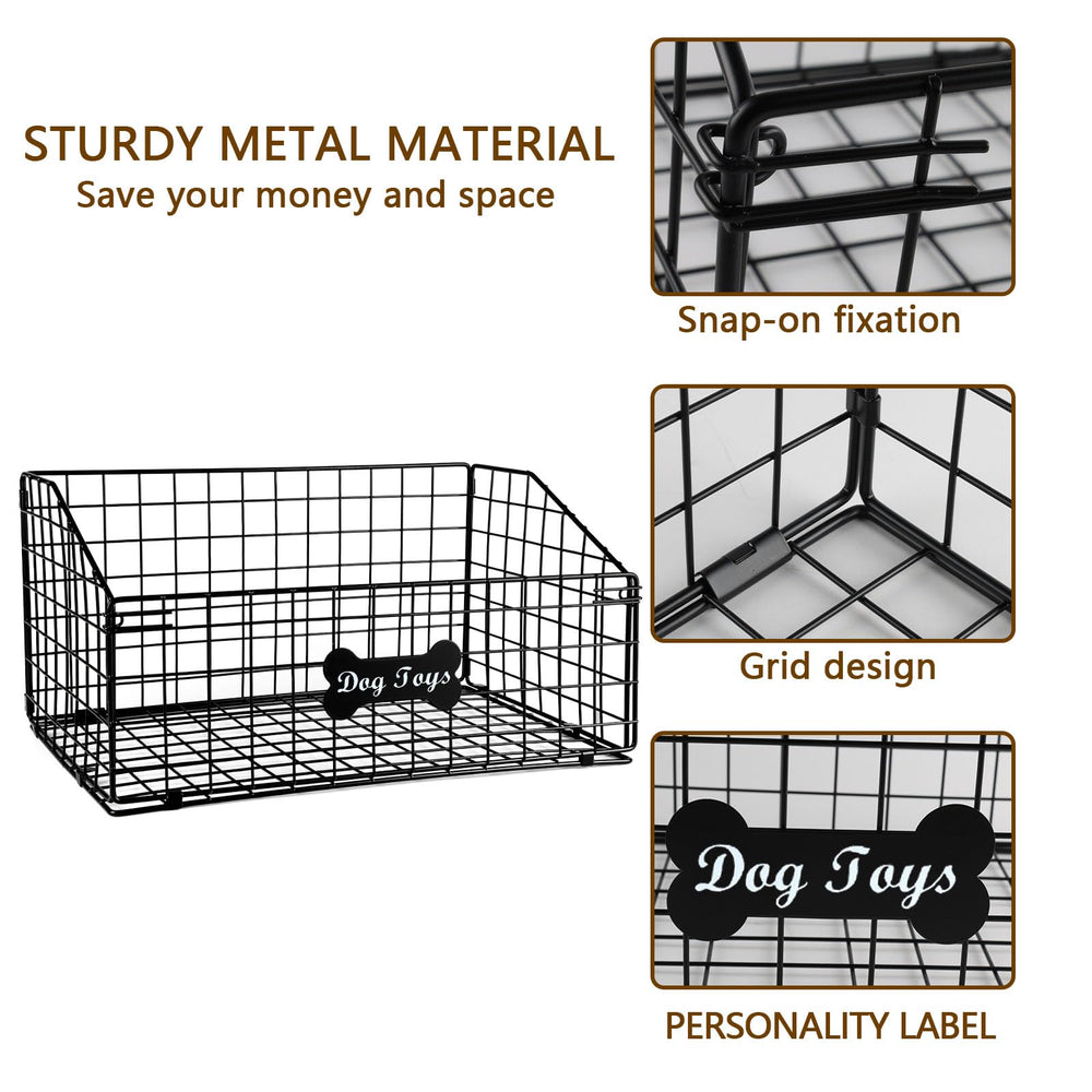 Geyecete dog toy box 2pack side view highlights sturdy wire frame