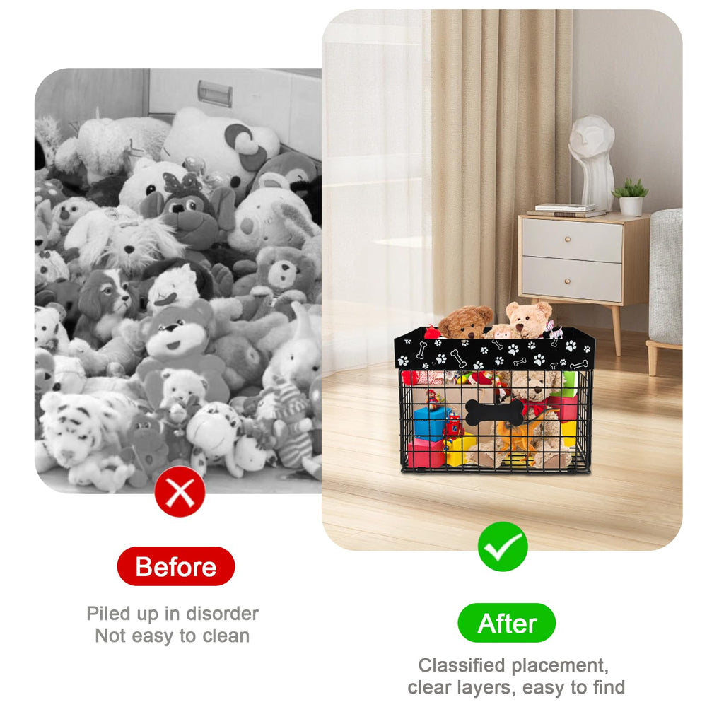 Geyecete dog toy box with personalization label option using included marker