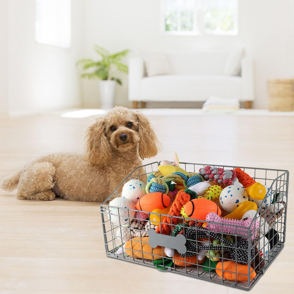 Geyecete dog toy box blends with decor with a stylish, functional design.
