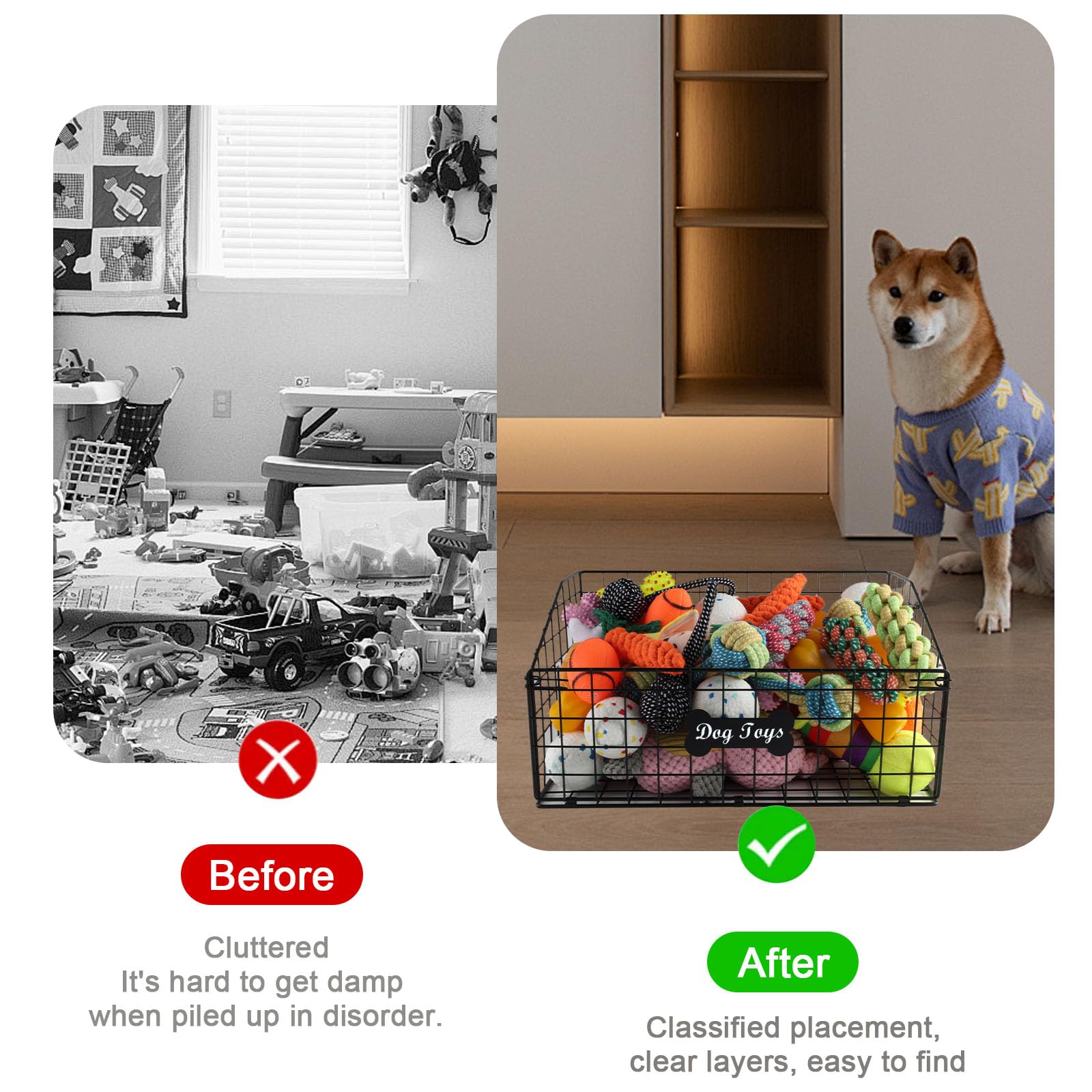 Geyecete dog toy box wire material emphasizes durable construction