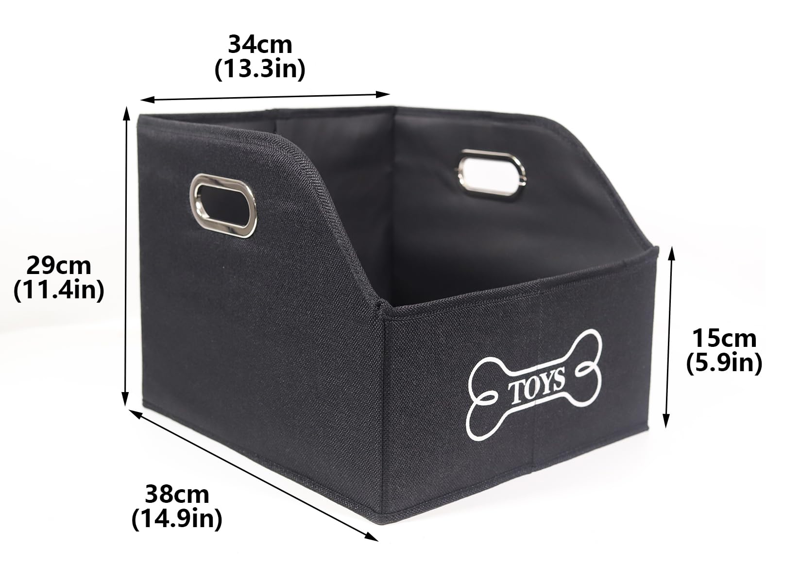 Geyecete dog toy storage shows wide shallow design ideal for quick toy access.