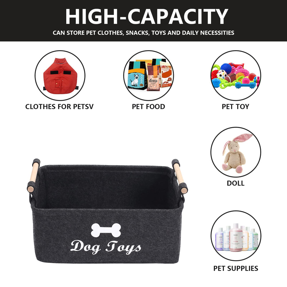 Geyecete dog toys storage bin full display demonstrates upright stand and versatile use in playroom